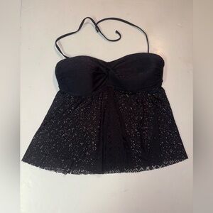 Merona XL Black Tankini Top Lightly Padded Removable Straps